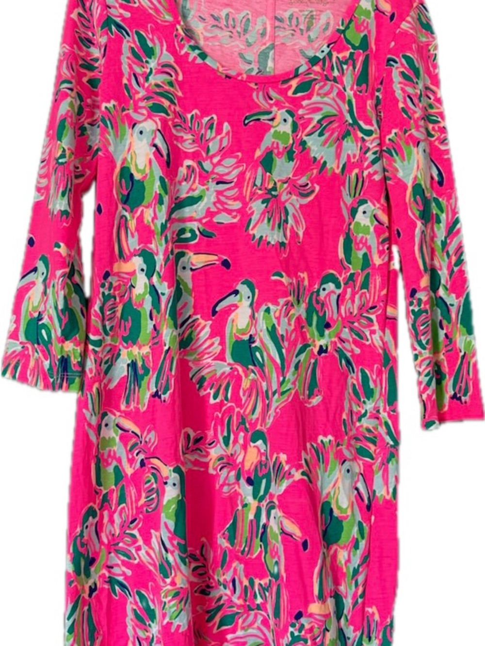 Lilly Pulitzer Hot Pink Tropical Parrot-Print Midi Dress